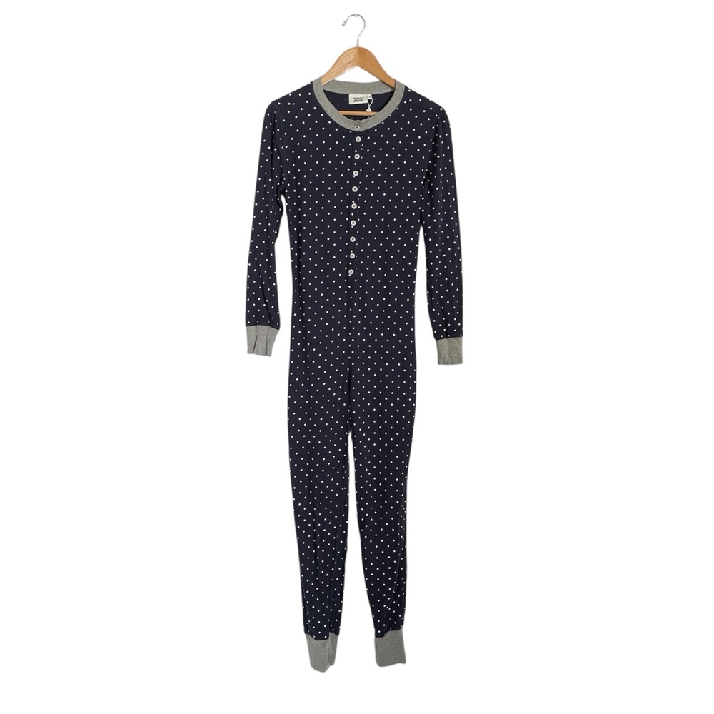 NWOT Sleepy Jones Pajamas Della Polka Dot One Piece Cotton Jersey Navy Medium